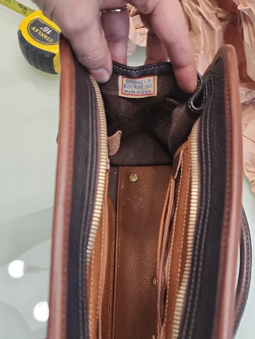 Dooney & Bourke Brown Leather Satchel,It's missing the Shoulder Strip